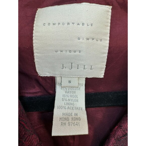 Vintage J. Jill Womens Brocade Jacket Size S Red & Black - Picture 2 of 10